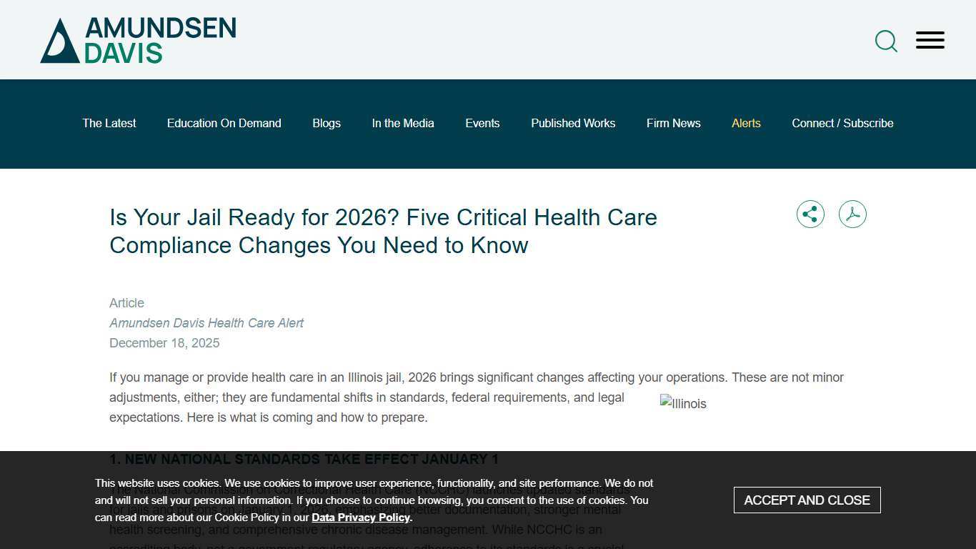 Is Your Jail Ready for 2026? Five Critical Health Care Compliance Changes You Need to Know: Amundsen Davis